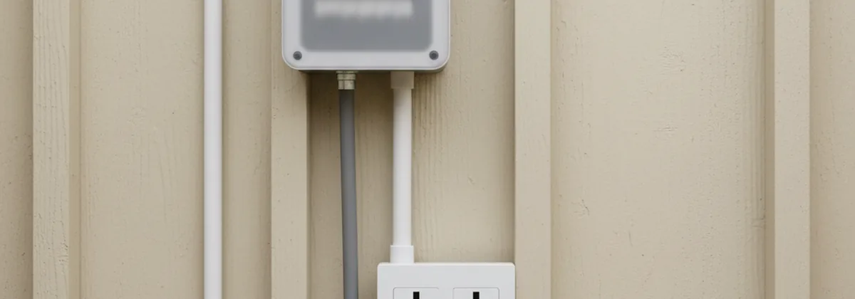 Steel wire armoured cable running into a small garden shed consumer unit with RCD protection